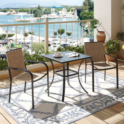 2 - Person Metal Patio Dining Set With Square Table