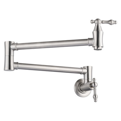 ARCORA Wall Mounted Pot Filler Brass Folding Kitchen Faucet with 2 Handles