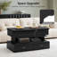 Table basse à plateau relevable avec bande lumineuse à DEL, 4 tiroirs et compartiment caché-1841475111