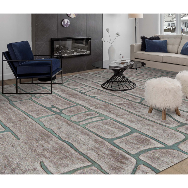 Abstract Area Rug in Brown
