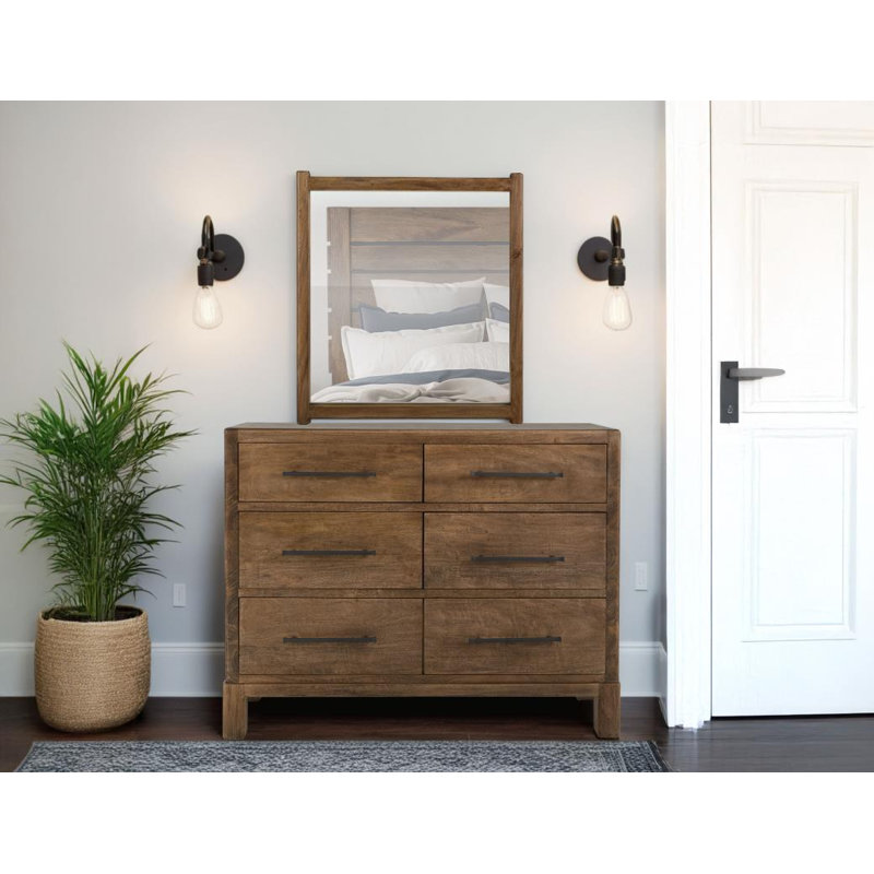 Commode Merida à 6 tiroirs avec miroir