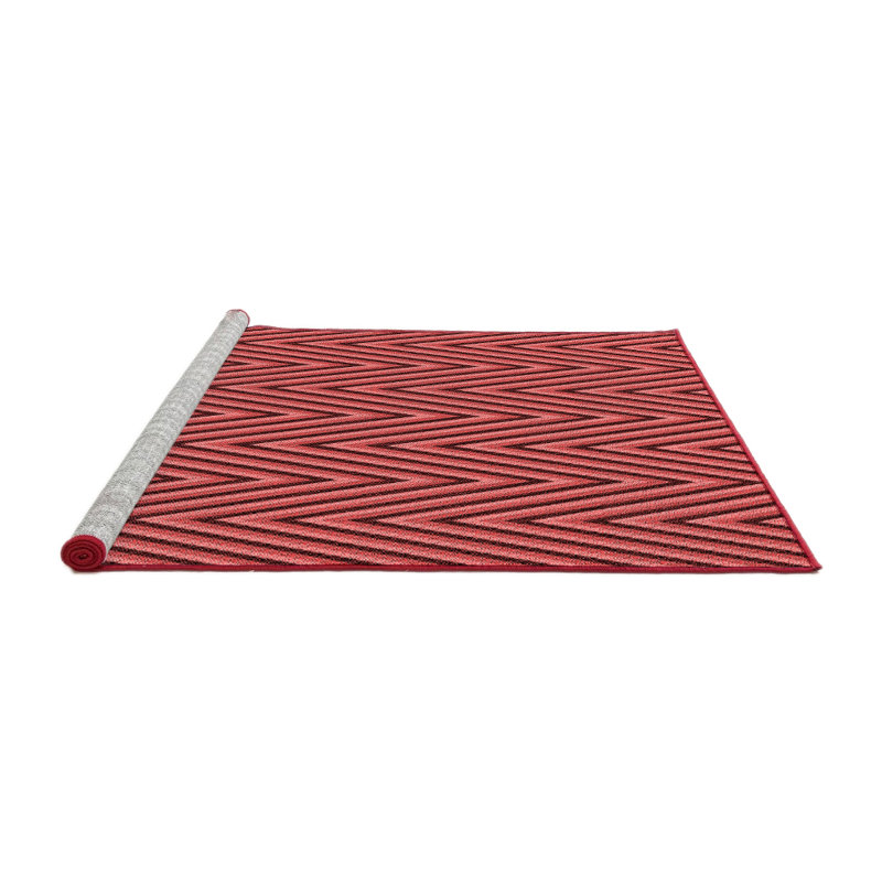 Tapis tissé à la machine en rouge, Rond 3 pi