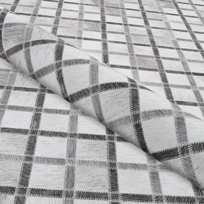 Prairie Retro Lattice Grey-Ivory Area Rug, Rectangle 5 pi 3 po x 7 pi 6 po