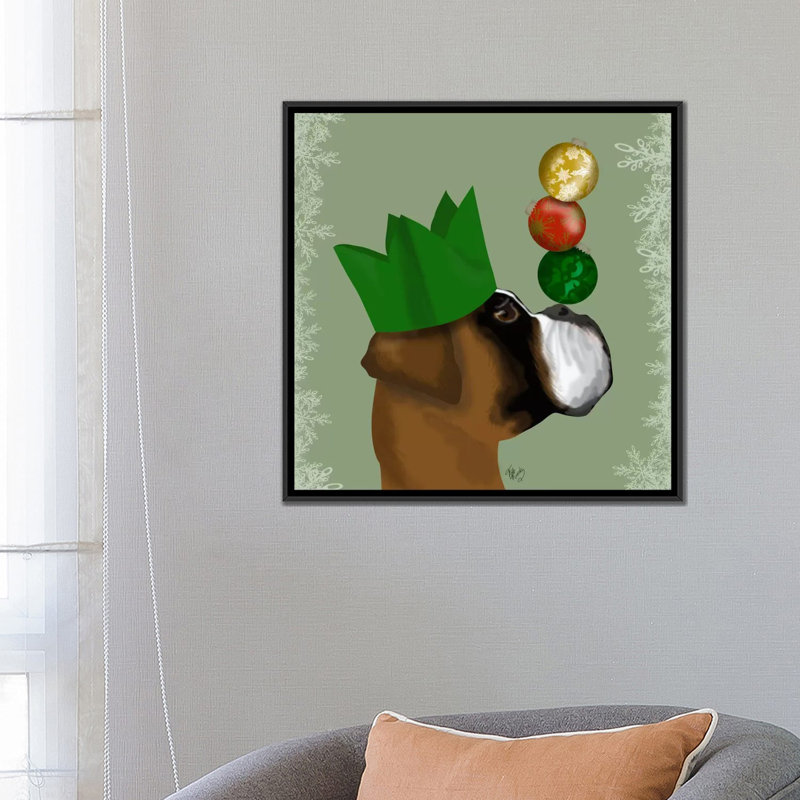 « boxer party pli baubles », reproduction sur toile tendue Fab Funky, Toile avec cadre noir, H 18 po x l 18 po x P 1,5 po