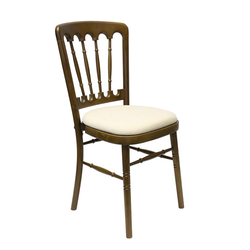 Arroyo 43cm H Polyester Blend Upholstered Slat Back Side Chair, Oyster, Rustic Oak