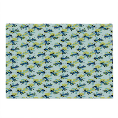 Ambesonne Queen Bee Cutting Board Large Size Flying Insects Drawing White Blue White