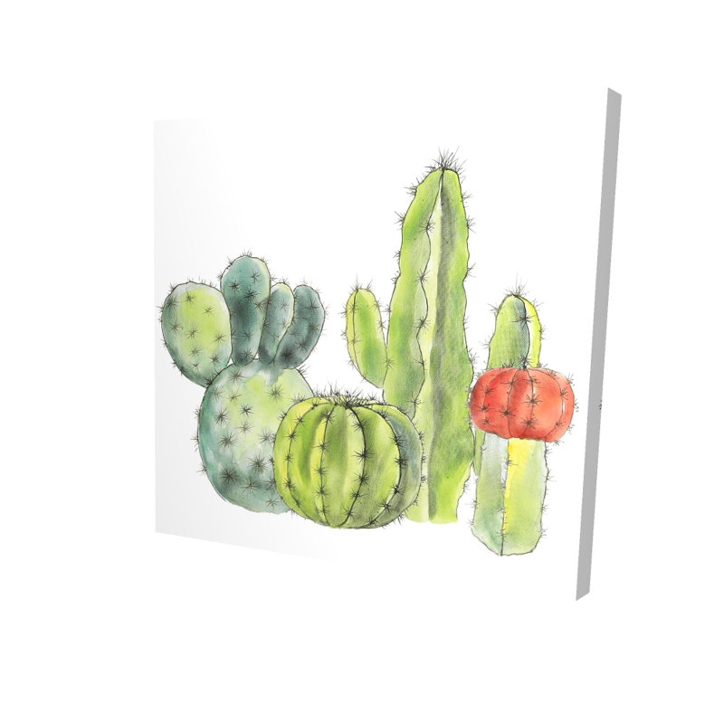 Rassemblement de petits cactus - décor de toile vert scandinave