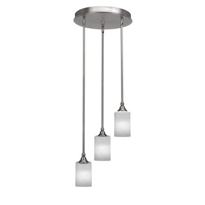 Luminaire suspendu suspendu en grappe à 3 lumières avec verre de marbre blanc Ja 4 po Ja
