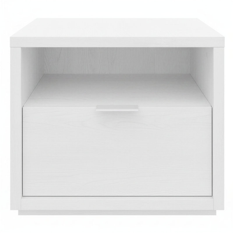 Table de chevet moderne à 1 tiroir, Blanc