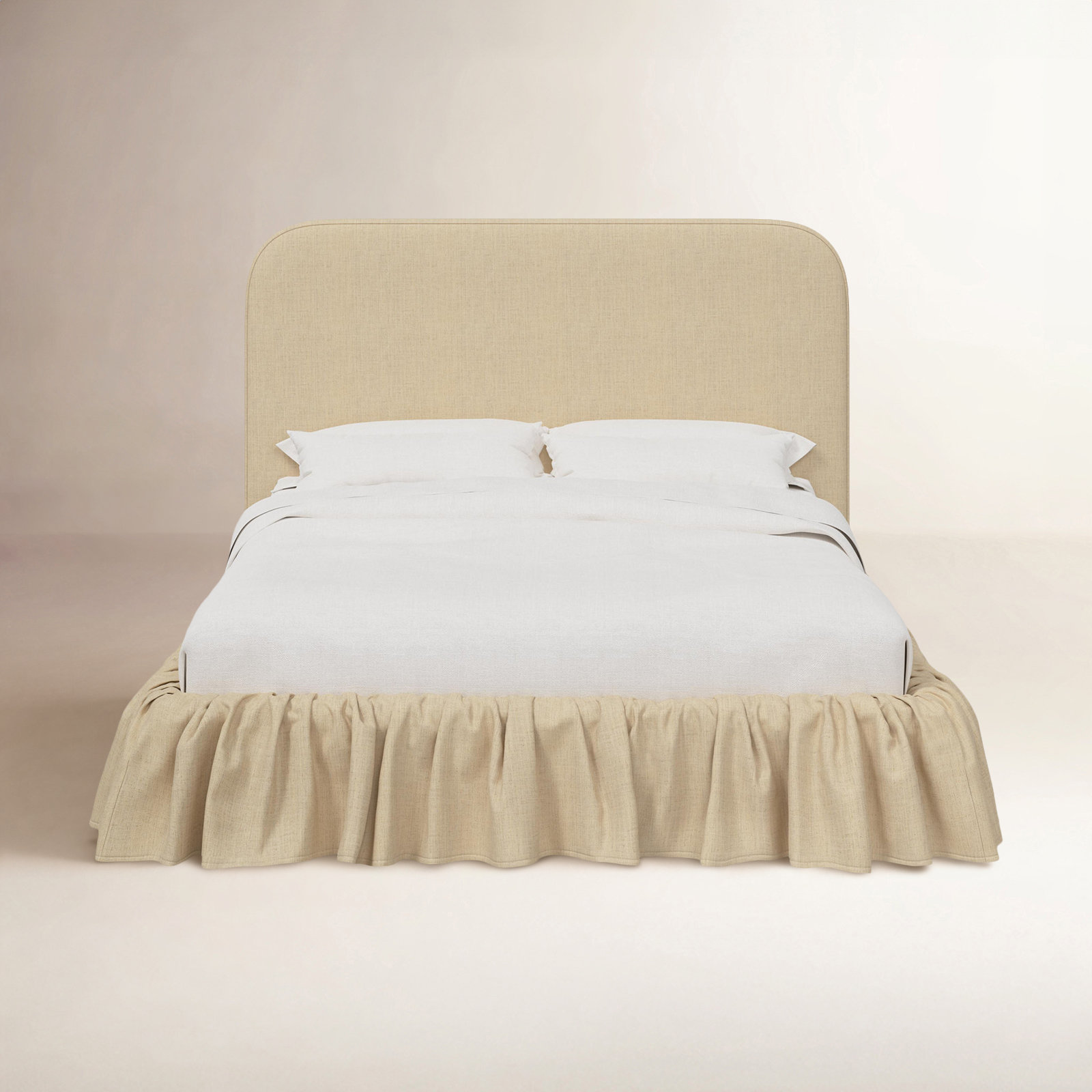 Maggie Ruffle Platform Bed, California King, Classic Linen Linen