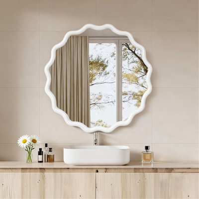 Miroir décoratif rond en bois massif Wavy