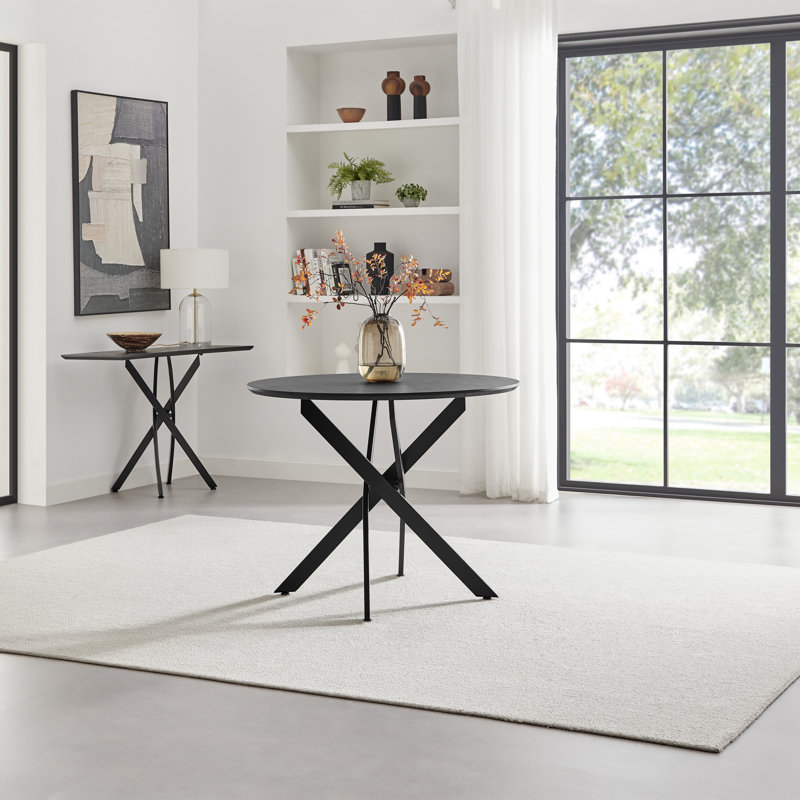 Bernell Round Dining Table, Black, 75cm H x 100cm L x 100cm W