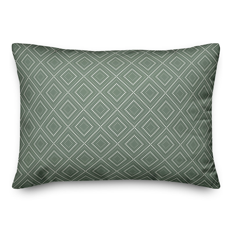 Geometric Outdoor Reversible Throw Pillow, Green