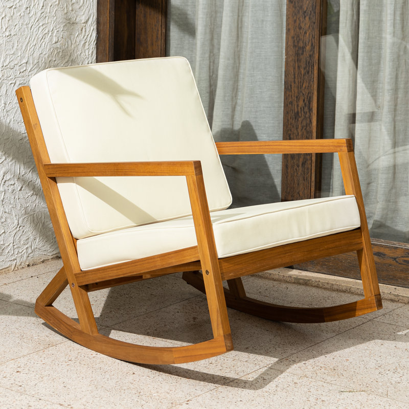 Chaise berçante d'extérieur Louis Acacia, Beige