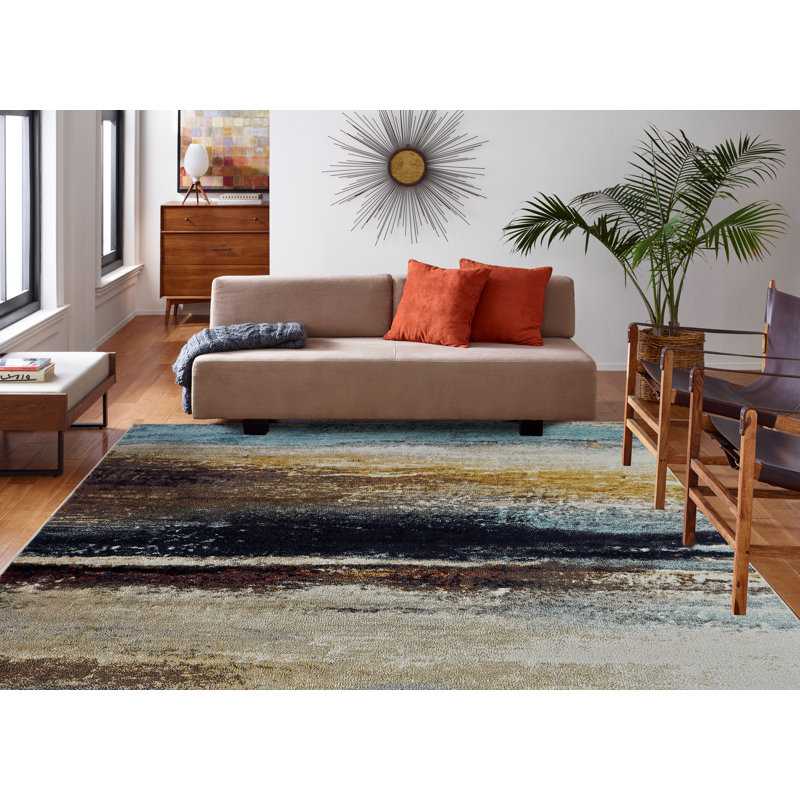 Zakrzewski Abstract Area Rug in Blue, Round 8'