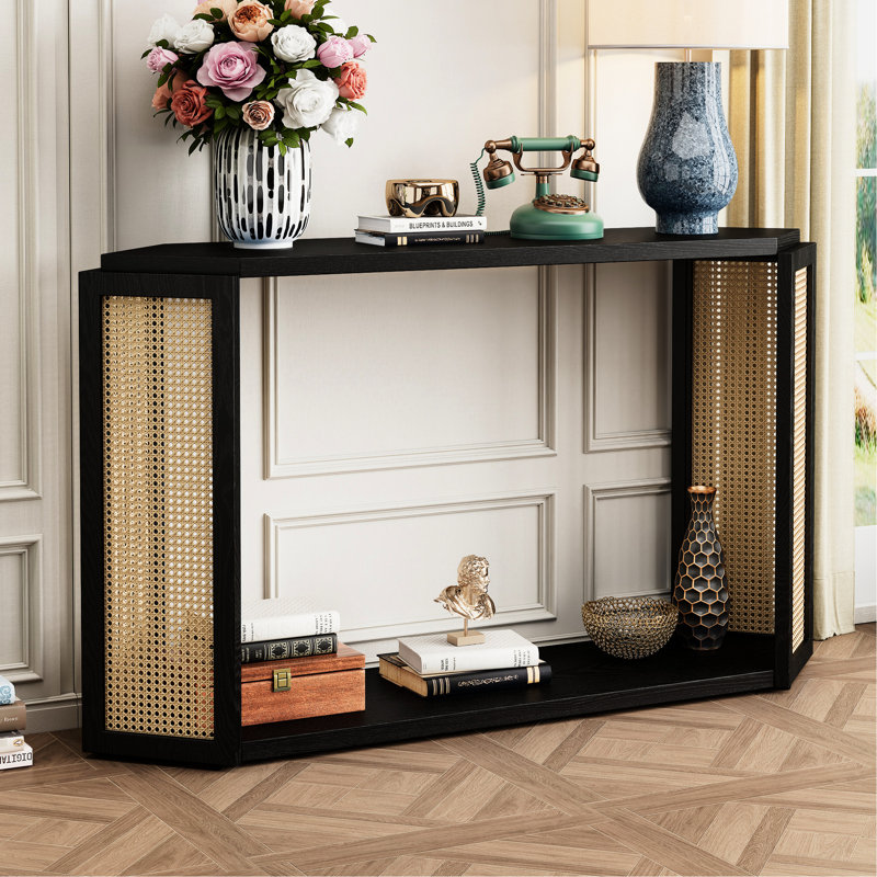 Console avec dessus de table exceptionnel, entrée à des fins décoratives. Et une tablette ouverte. Améliore la beauté du couloir du salon (forme inhabituelle noire, utilisation pratique. Améliore l'apparence de l'entrée