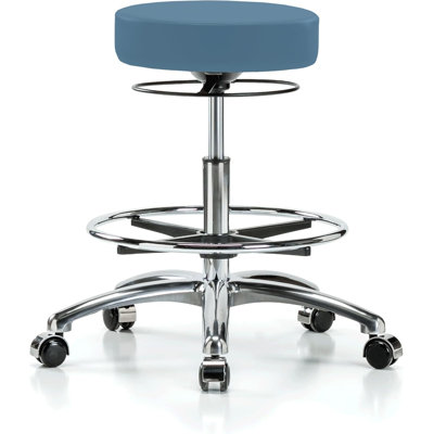 PERCH Stella Height Adjustable Stool with Foot Ring | Medium Bench Height 21-28.5"
