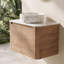 Meuble-lavabo flottant 30 po avec lavabo vasque en marbre veiné doré et 2 portes en chêne imitation à fermeture en douceur