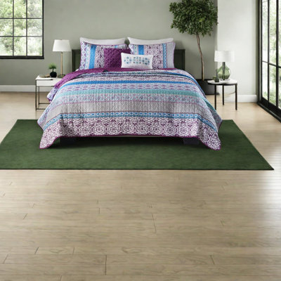 Chic Boho Cotton Reversible Bedding Sets, Purple Quilt With Decorative Pillows For Home Comfort