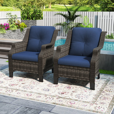 Winningham Wicker Outdoor Lounge Chair（Set of 2）