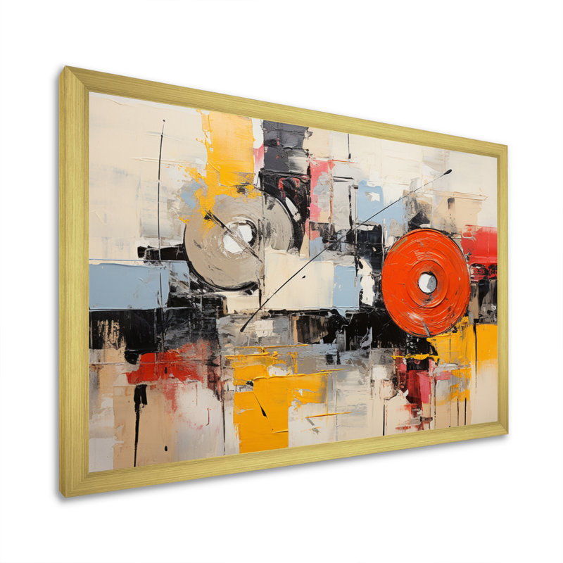 Genya Collage Rhythm On Canvas Print, Gold Picture Framed, 16" H x 32" W x 1" D