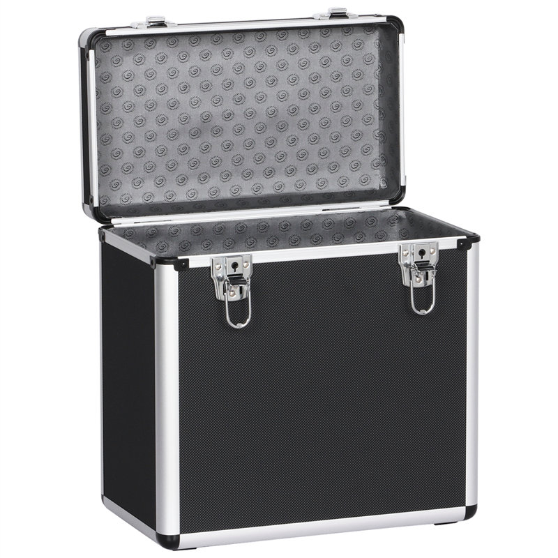 LP Storage Box DJ Case Aluminum 12'' Record Storage Case, Black