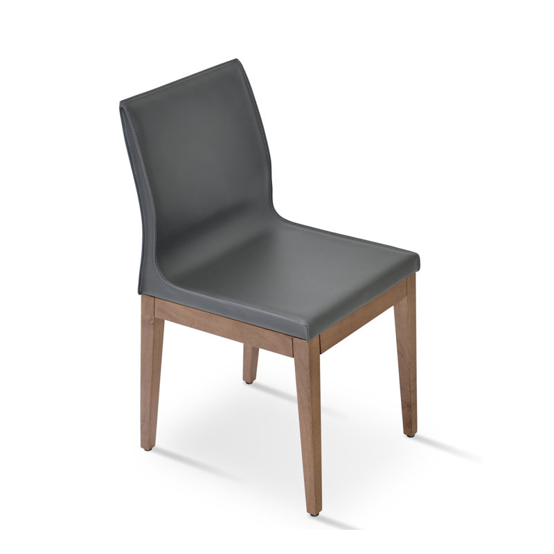 Chaise d'appoint en bois Polo, Similicuir gris, Wengé