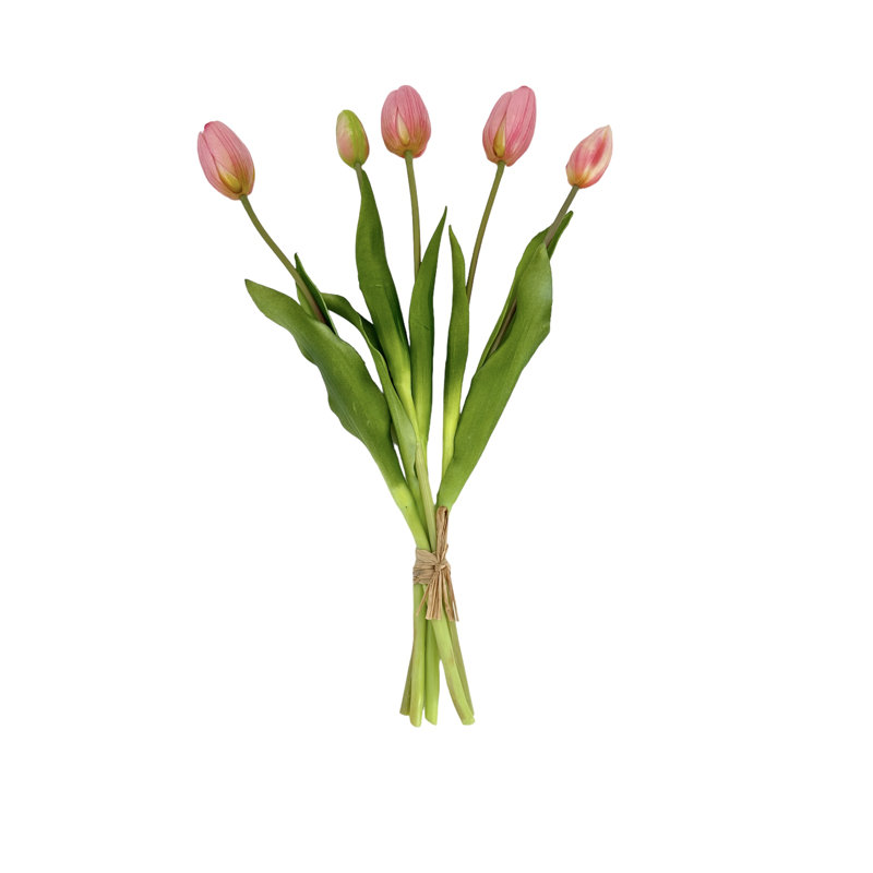 5 vraies tulipes artificielles, Rose saumon