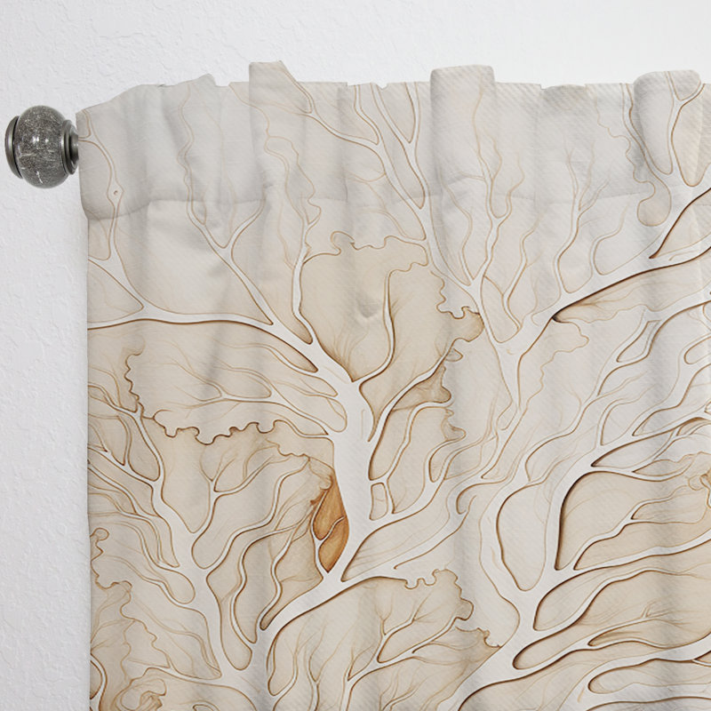 Beversley Blue and Beige Tree American Basswood - Traditional Curtain - Velvet Room Darkening - 1 Panel, 52" W x 84" L