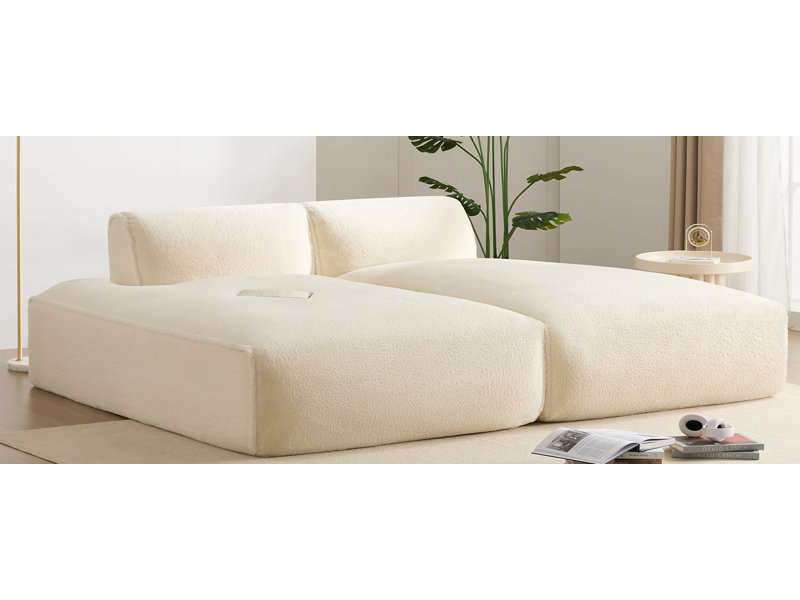 Chaise longue modulaire rembourrée avec dossier Cianciulli, Beige