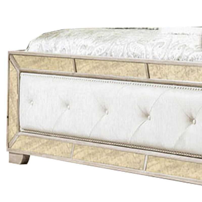 Vegan Leather Platform Bed, Silver