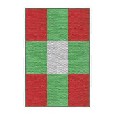 Tapis vert/rose/bleu à motif