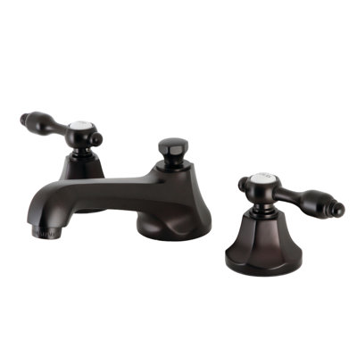 Kingston Brass Tudor Two-Handle 3-Hole Deck Mount Widespread Bathroom Faucet with Brass Pop-Up Drain