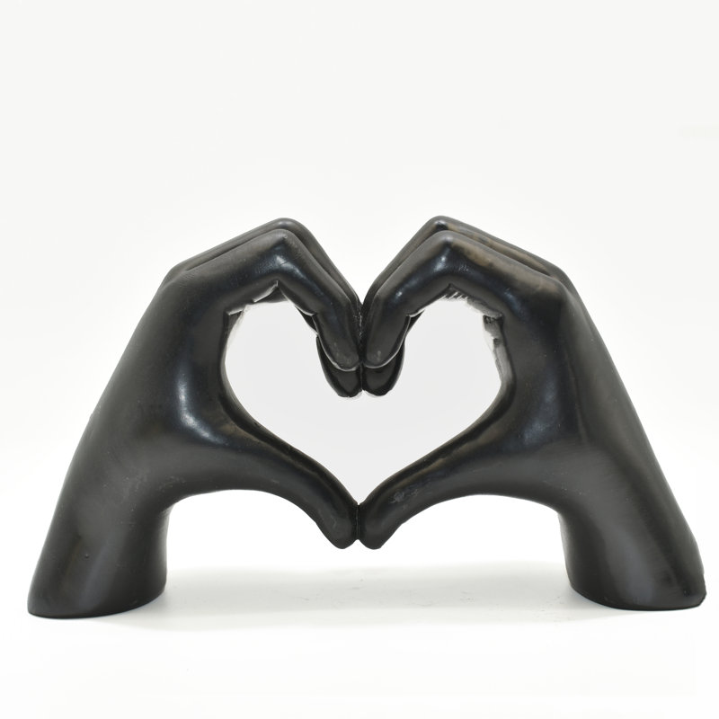 Adam & Friends Home Decor Heart Sign Hands Sculpture | 1-Piece, Black