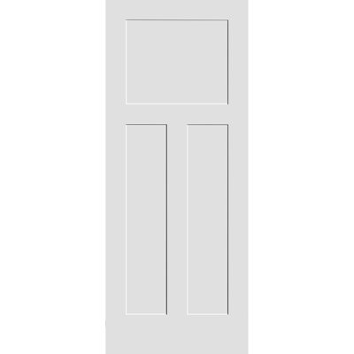 Dalle de porte intérieure Shaker apprêtée à 3 panneaux Craftsman