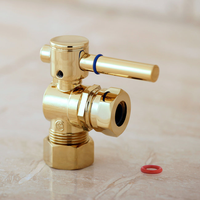 Kingston Brass Fauceture 5/8-Inch OD Comp x 1/2 or 7/16-Inch Slip Joint Quarter-Turn Angle Stop Valve