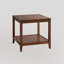 Table de bout en bois massif, table d'appoint carrée à 2 niveaux avec tablette de rangement, table de chevet en bois pour le salon, petite table basse-387889273
