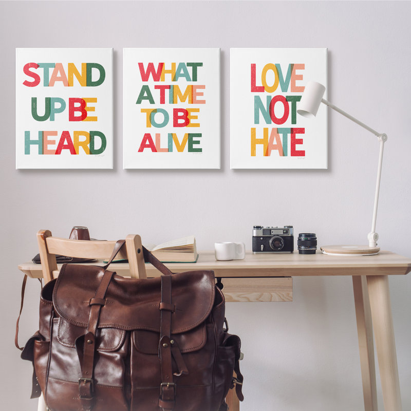 «Love Not Hate», citations inspirantes, texte arc-en-ciel, H 30 po x l 24 po, Toile tendue