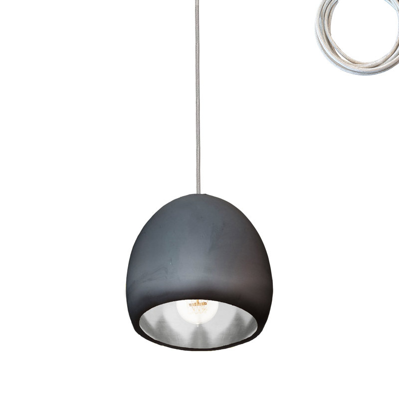 1 - Light Pendant, Matte Gray, Matte Black/Silver, Incandescent