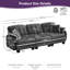 Canapé en chenille 3 places avec garniture de pompons et capitonnage matelassé, canapé ergonomique à assise profonde avec 4 coussins, support en mousse haute densité, canapé de salon moderne-132685243