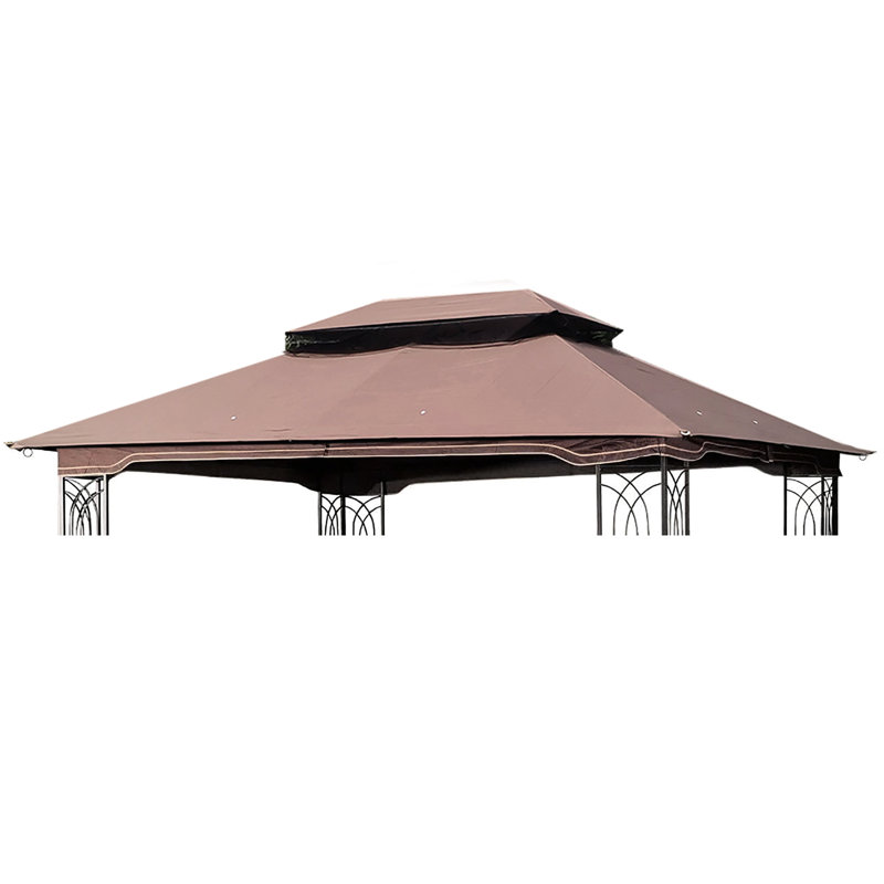 13X10 Ft Double Roof Gazebo Replacement - Brown Canopy & Weather Fastness Easy Assembly