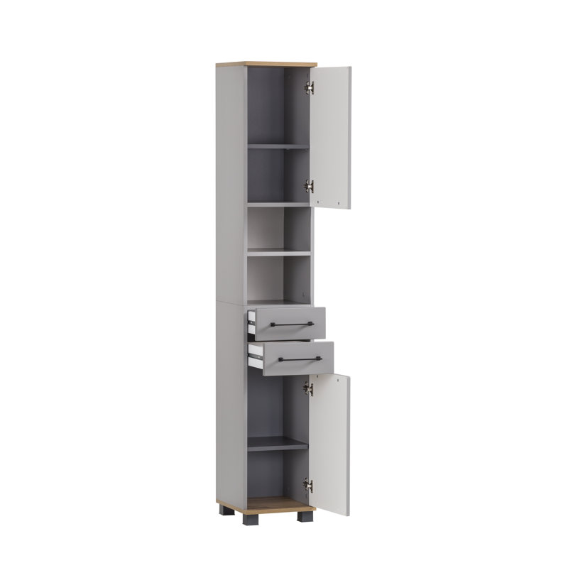 Alapaha Freestanding Bathroom Cabinet, Platinum gray/oak