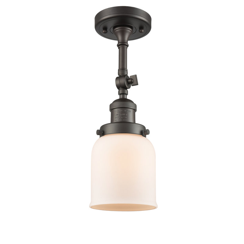 Applique murale 1 lumière 8 po Bell, Boîtier blanc mat, Ampoule à DEL rétro de 6 watts, Bronze frotté à l'huile