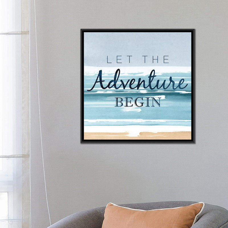 «let the adventure begin', art textuel sur toile, H 18 po x l 18 po x P 1,5 po, Toile avec cadre noir, Pas de tapis