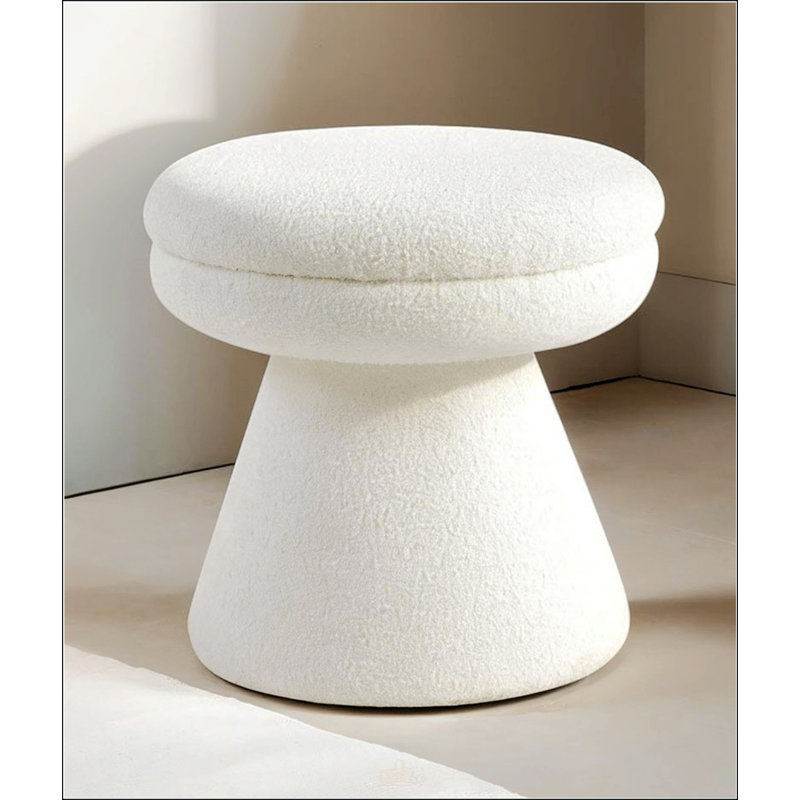 Tabouret d'appoint rond de style contemporain avec tissu en peluche, base à piédestal et conception en forme de champignon pour le salon principal