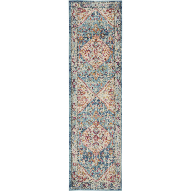 Tapis ivoire traditionnel Augusta, Tapis de couloir 2 pi 2 po x 7 pi 6 po