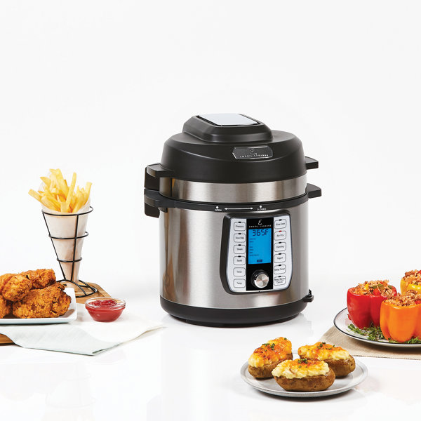 Slow Cooker, 12 in 1 Programmable Slow Cooker & Air Fryer Combo, 6.5 Quart  Oval Ceramic Insert with Dual Lids & Fry Basket, 24H Delay Start 