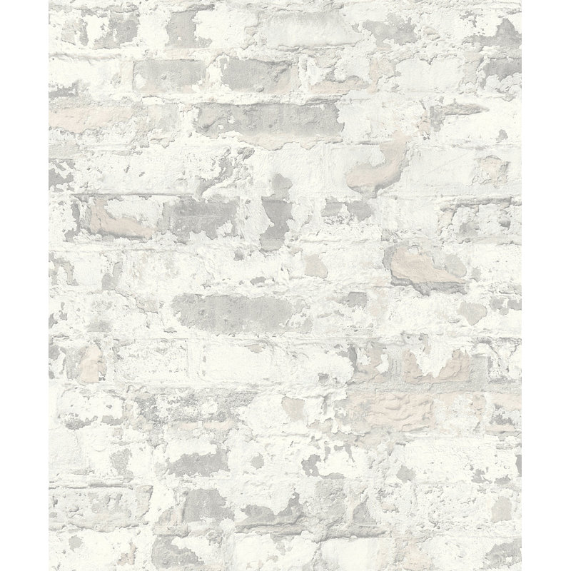Bricks and More Collection Industrial Chic Brick Wallpaper Roll, White
