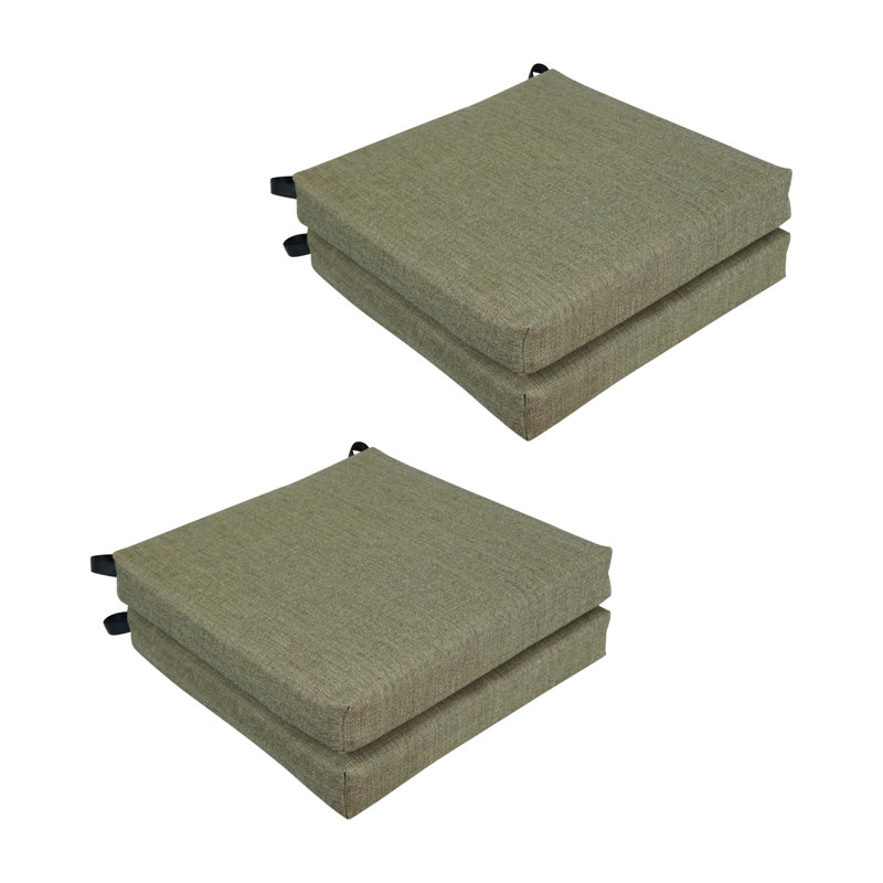 Outdoor 3'' Seat Cushion, Tan/Blue Striped