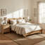 Ensemble de chambre à coucher 3 pièces avec lit plateforme en bois massif Elzora et 2 tables de chevet-129747721-129747722